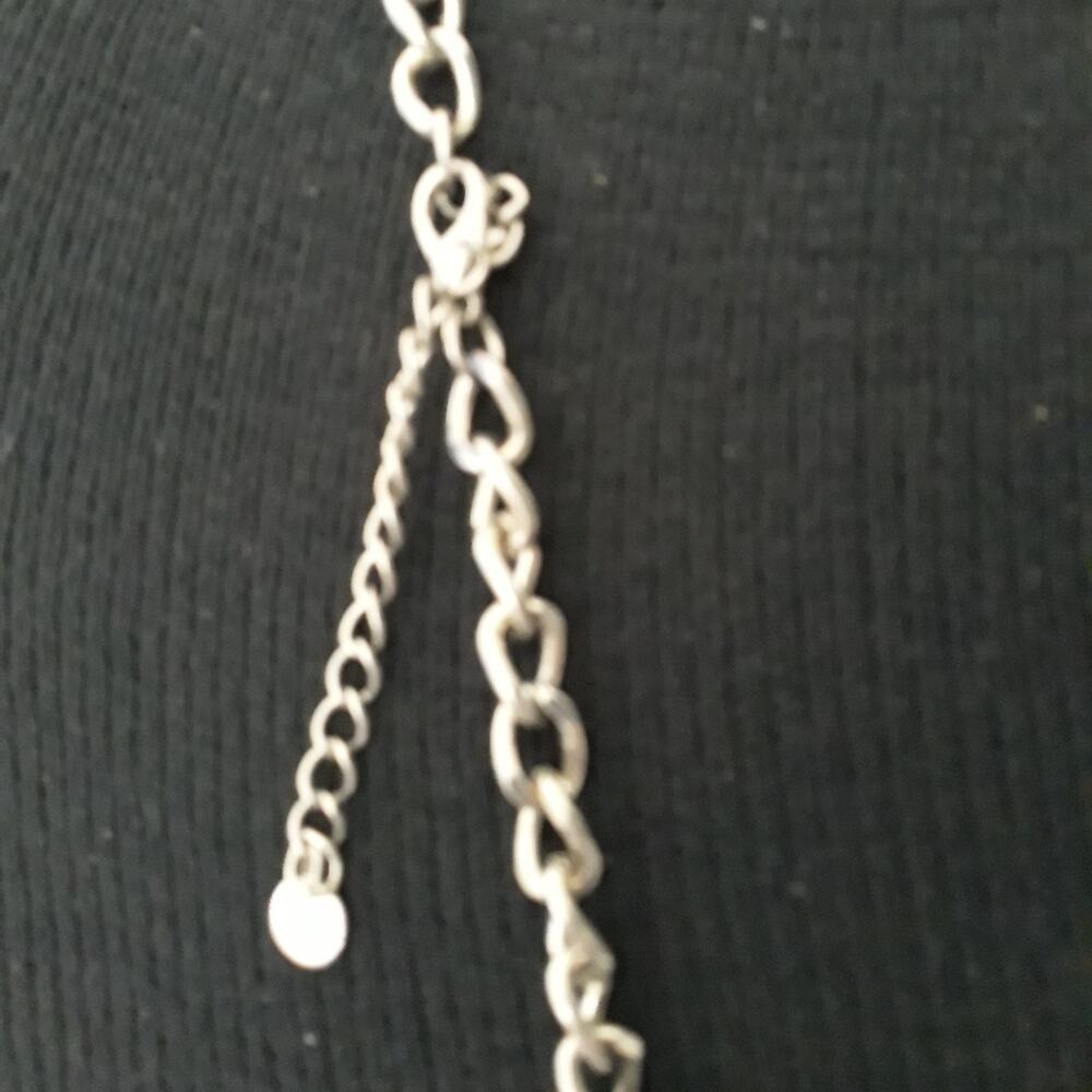 Triple Stand Opera Length  Necklace Silver Flowers 36” - Picture 3 of 4